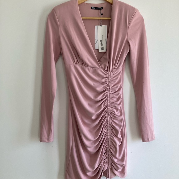 ZARA Draped Dress Pale Pink - Picture 3 of 6